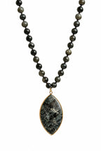 Wild Spirit Midnight Larvikite Black Necklace, front view