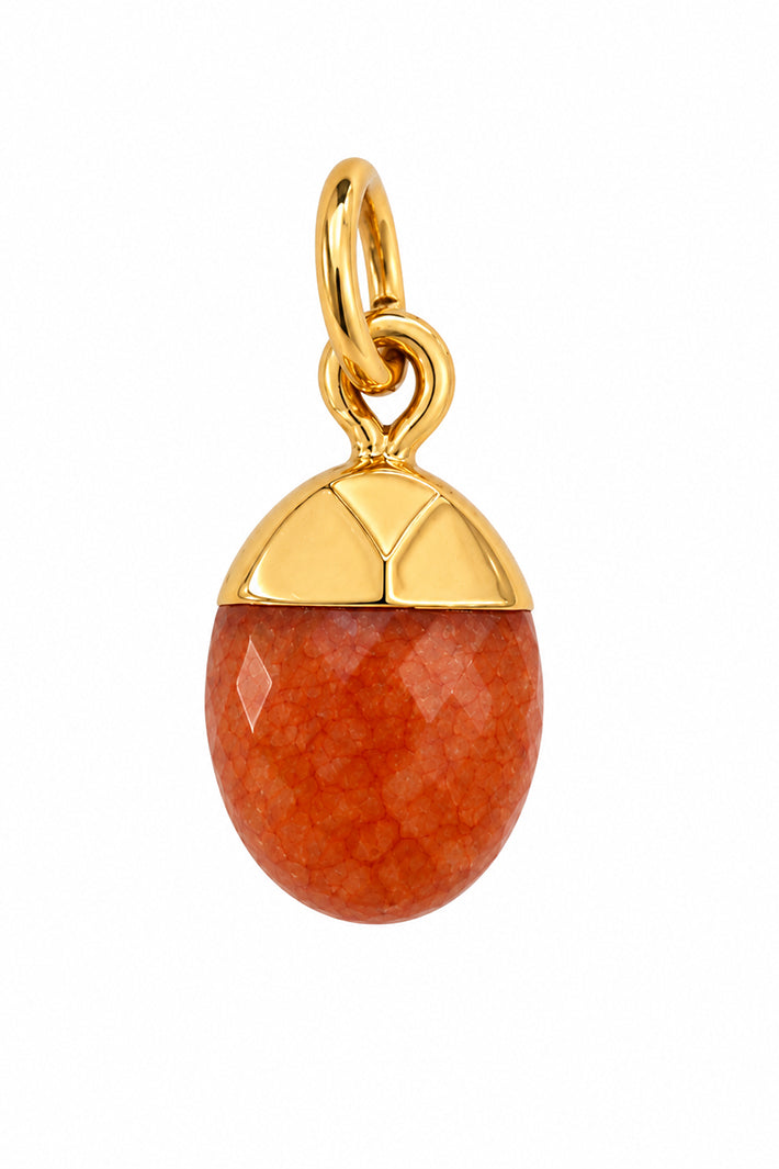 Wild Spirit Orange Chalcedony Nugget Charm, front view