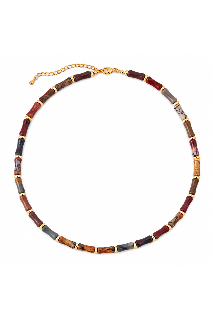 Wild Spirit Picasso Jasper Bamboo Multicolour Necklace, front view