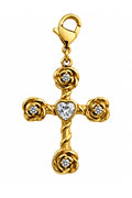 Wild Spirit Rose Cross Gold Hook Charm, front view