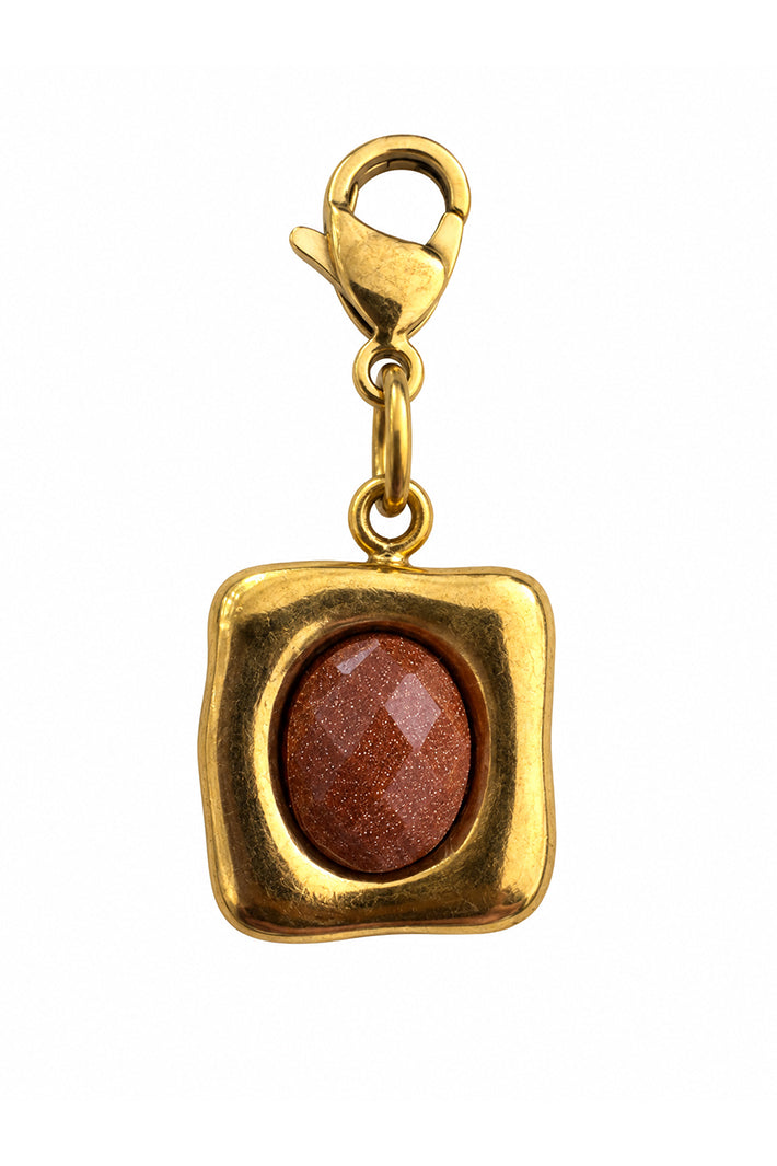 Wild Spirit Sandstone Drop Brown Hook Charm, front view