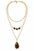 Wild Spirit Tiger Eye Brown Triple Layer Necklace, flat lay