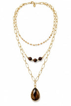 Wild Spirit Tiger Eye Brown Triple Layer Necklace, flat lay