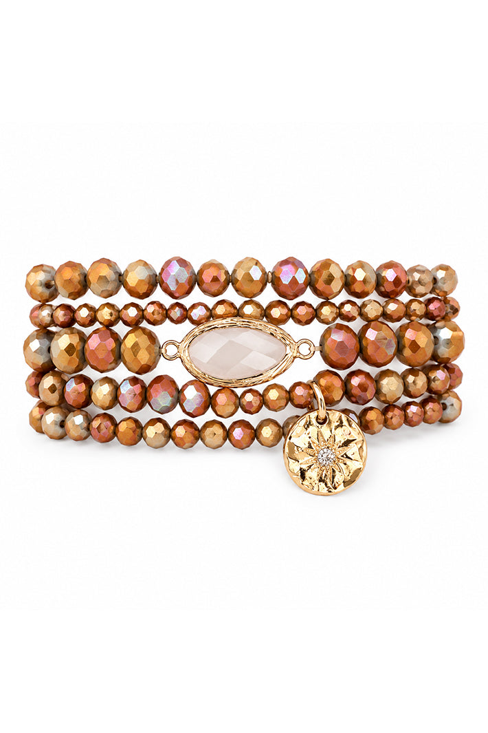 Wild Spirit Twilight Burnt Orange Bracelet Stack, front view