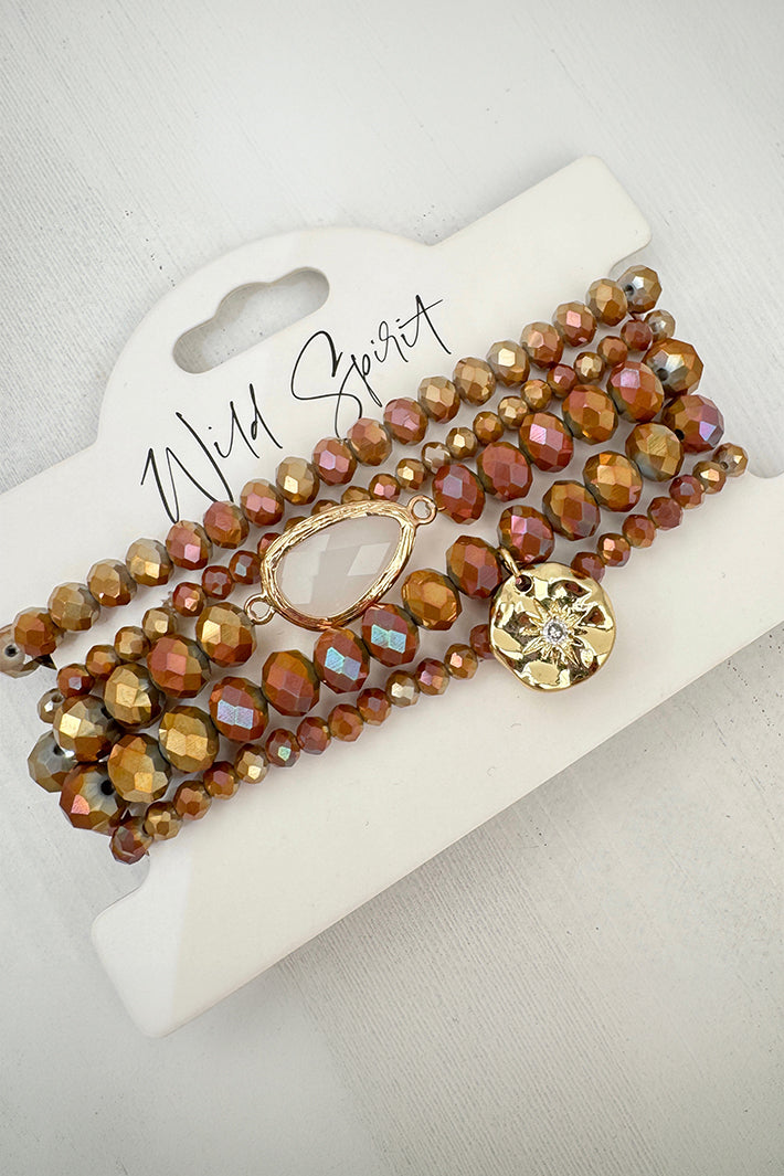 Wild Spirit Twilight Burnt Orange Bracelet Stack, on card