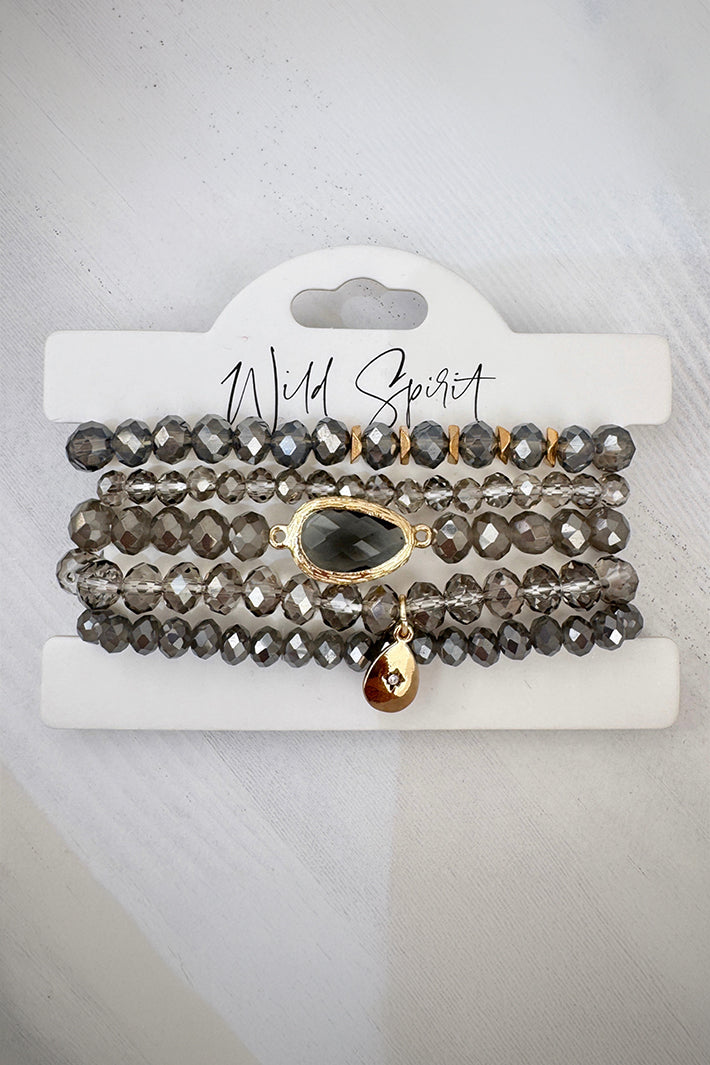 Wild Spirit Twilight Grey Bracelet Stack, on card