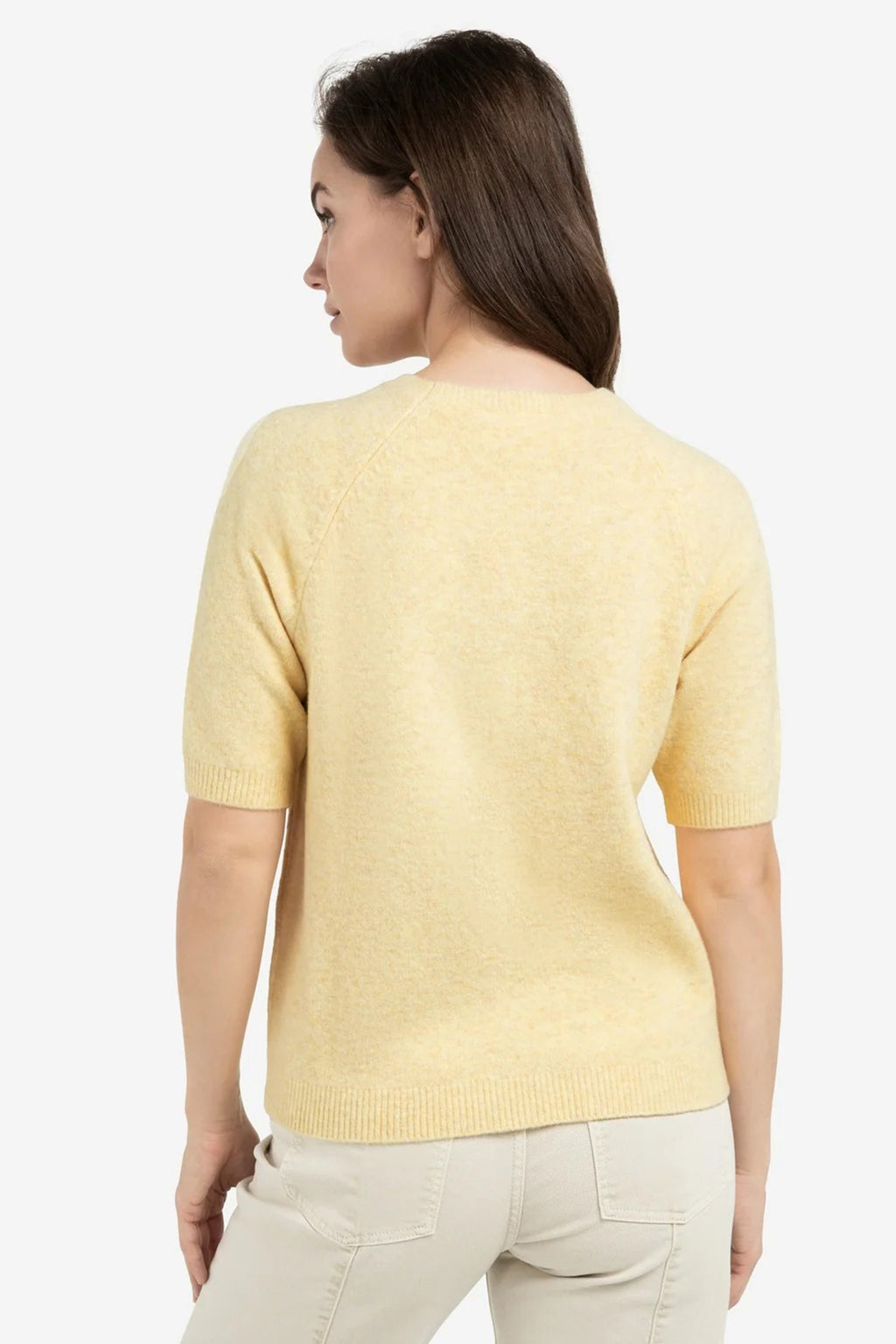 Yaya 01-000458-602 Reed Yellow Melange Short Sleeve Jumper