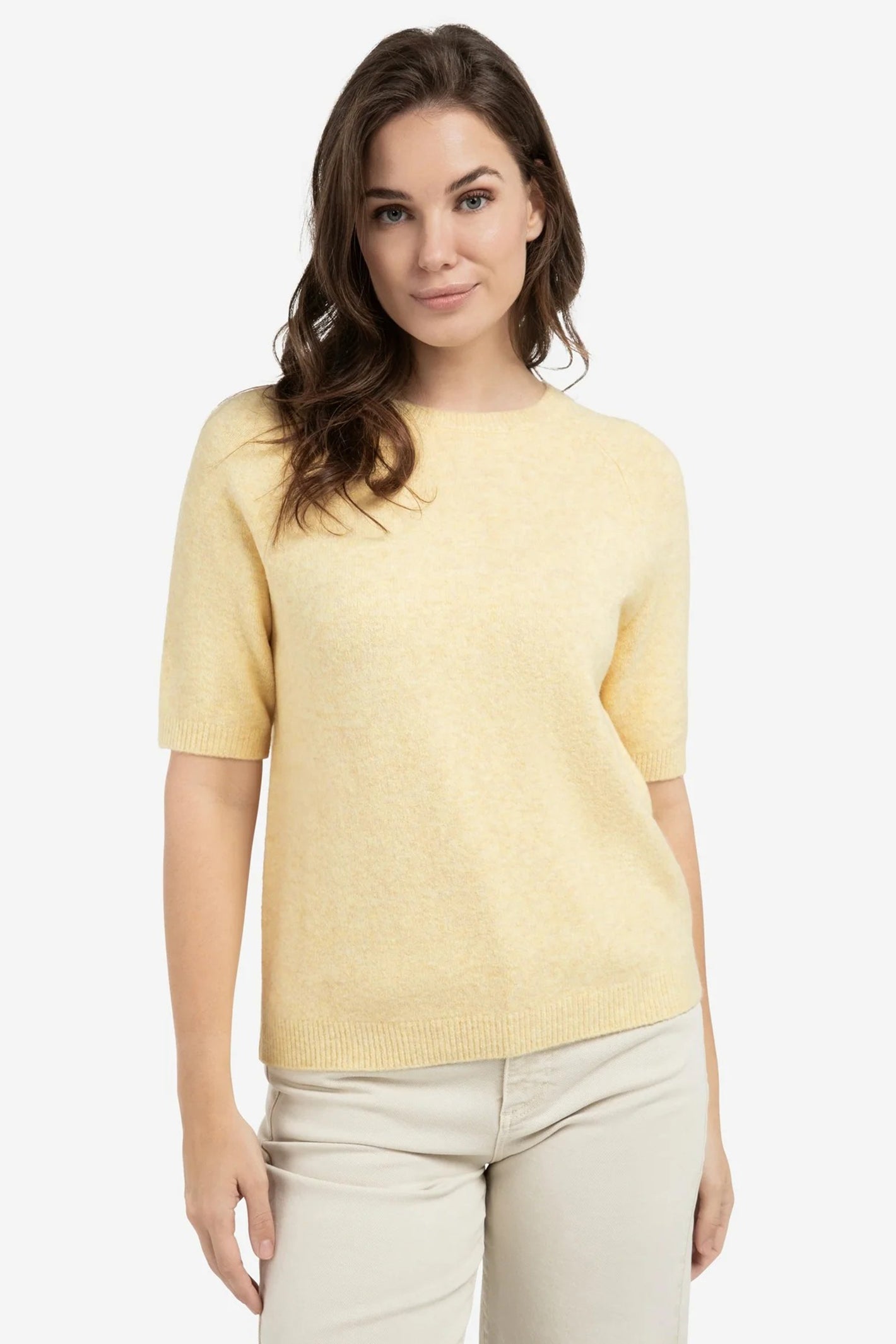 Yaya 01-000458-602 Reed Yellow Melange Short Sleeve Jumper