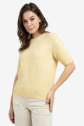 Yaya 01-000458-602 Reed Yellow Melange Short Sleeve Jumper