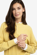 Yaya 01-000546-601 Dried Green Moss Melange Twofer Cotton Jumper