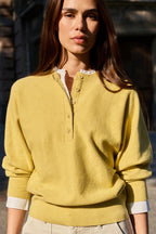Yaya 01-000546-601 Dried Green Moss Melange Twofer Cotton Jumper