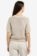 Yaya 01-000551-602 Kit Beige Chunky Knit Short Sleeve Jumper