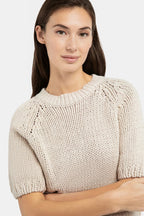 Yaya 01-000551-602 Kit Beige Chunky Knit Short Sleeve Jumper