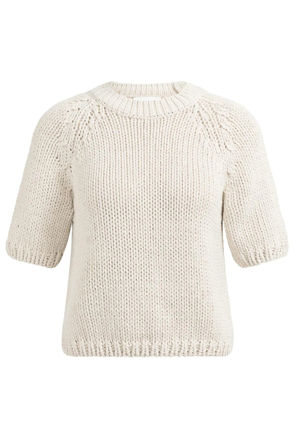 Yaya 01-000551-602 Kit Beige Chunky Knit Short Sleeve Jumper