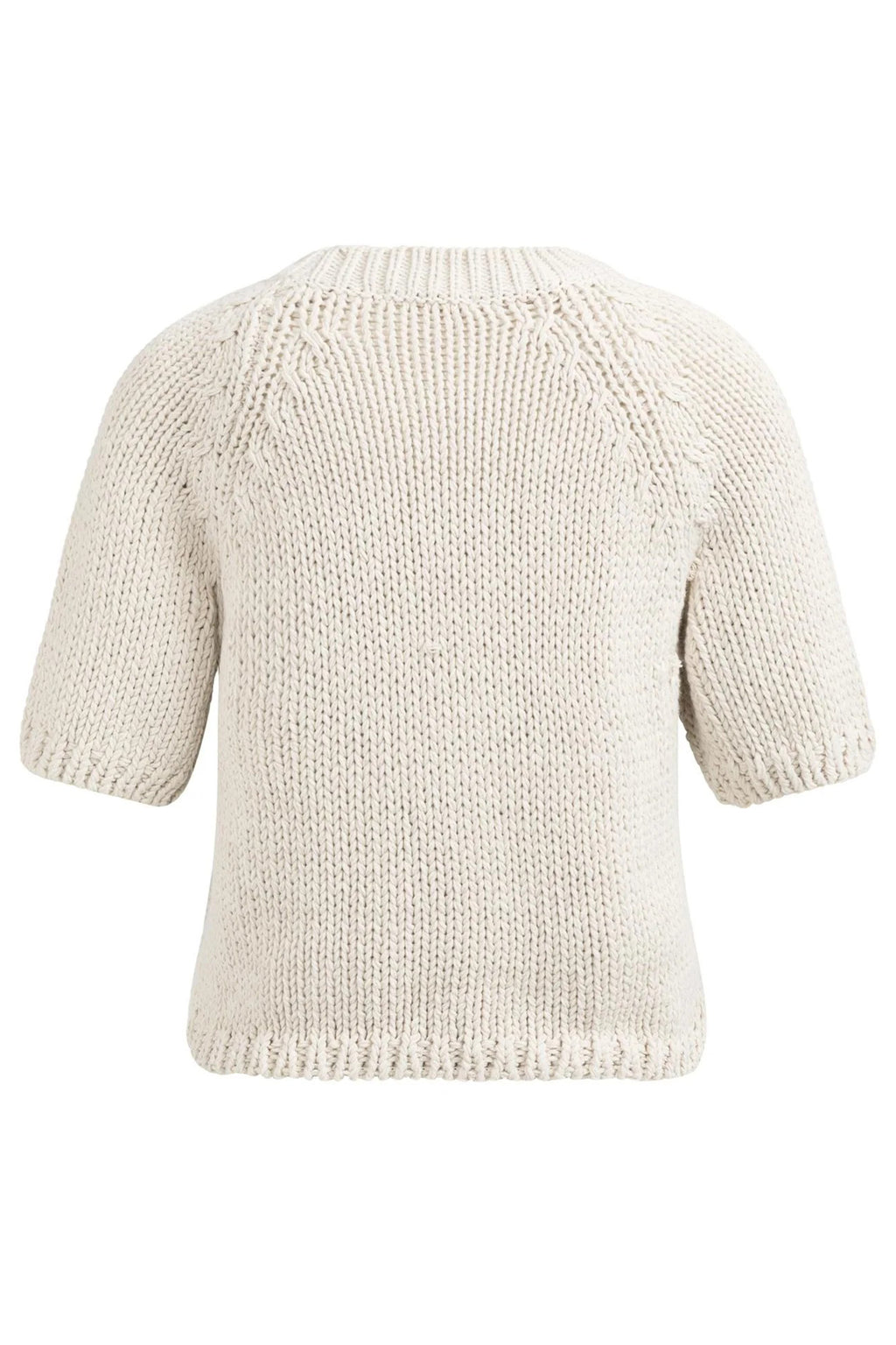 Yaya 01-000551-602 Kit Beige Chunky Knit Short Sleeve Jumper