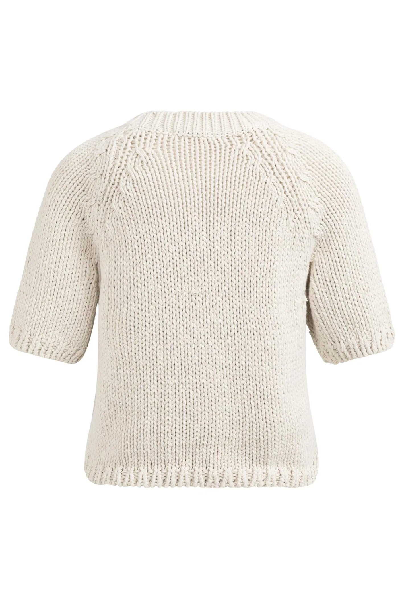Yaya 01-000551-602 Kit Beige Chunky Knit Short Sleeve Jumper