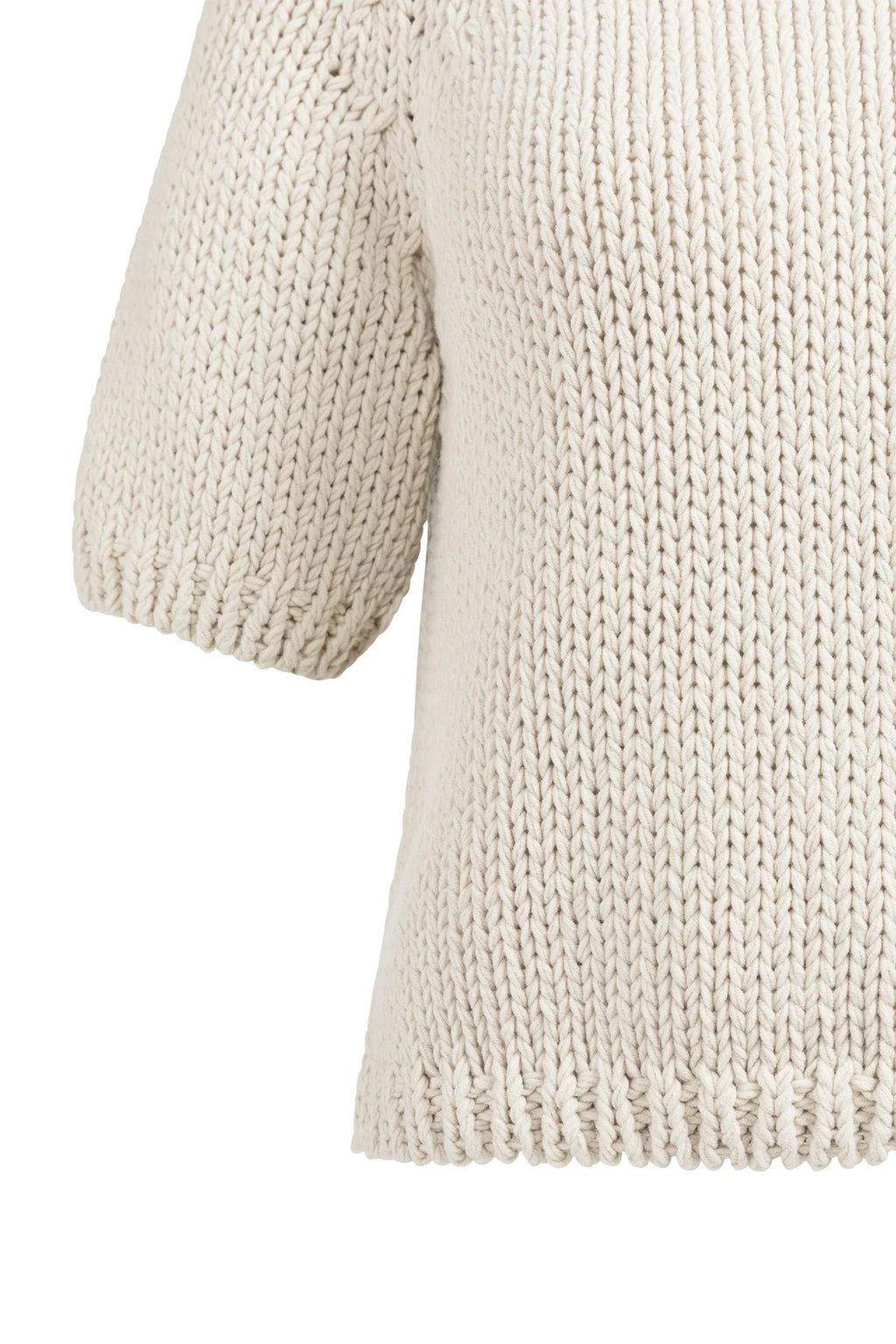 Yaya 01-000551-602 Kit Beige Chunky Knit Short Sleeve Jumper