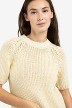 Yaya 01-000551-602 Reed Yellow Dessin Chunky Knit Short Sleeve Jumper