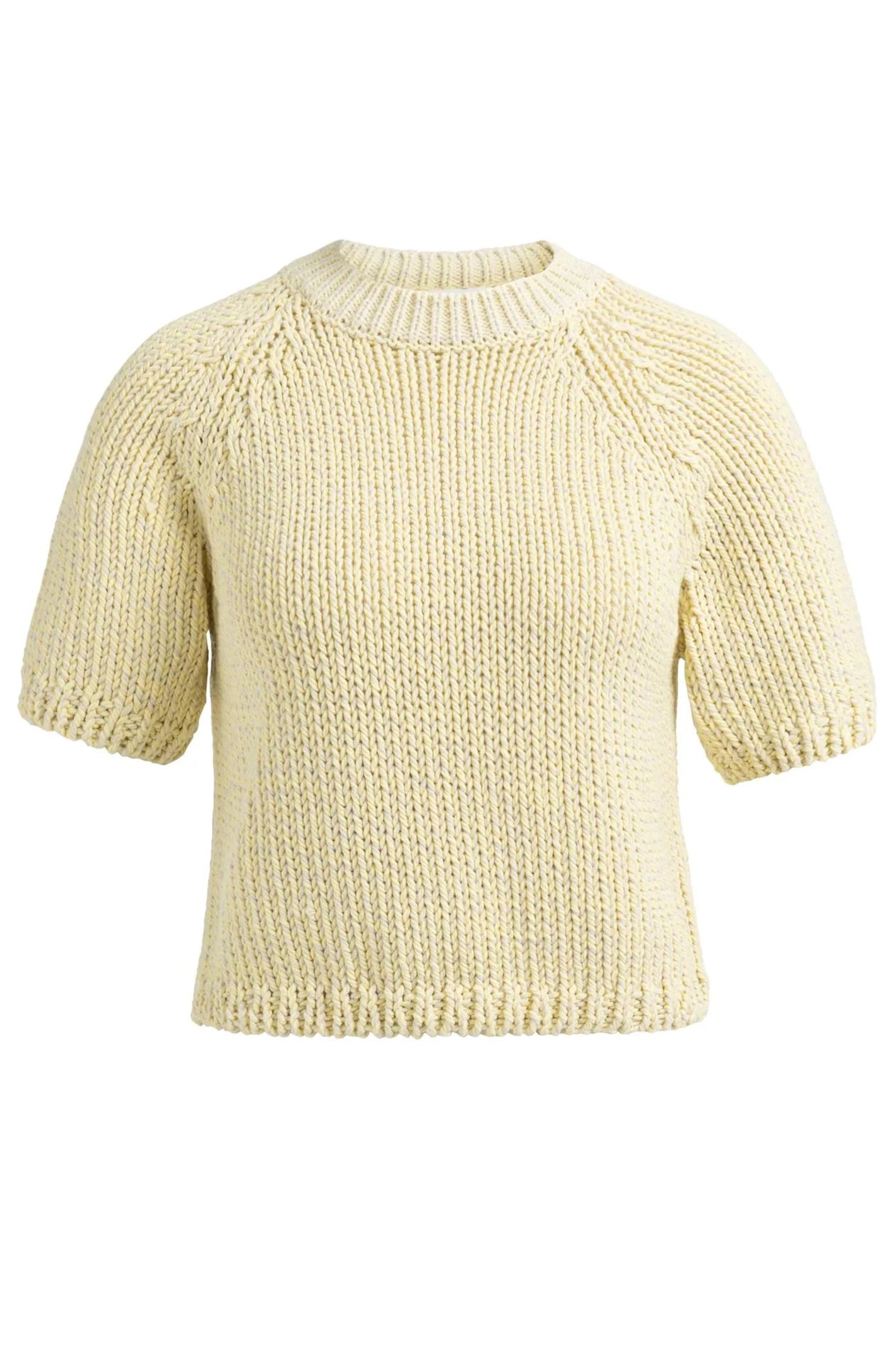 Yaya 01-000551-602 Reed Yellow Dessin Chunky Knit Short Sleeve Jumper