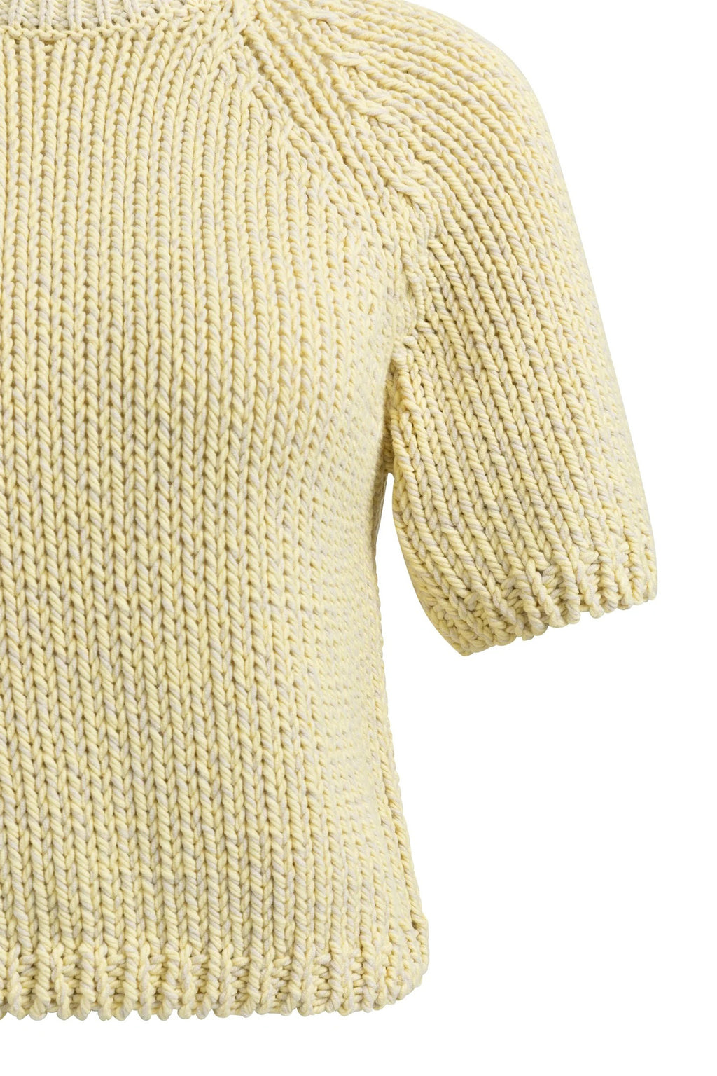 Yaya 01-000551-602 Reed Yellow Dessin Chunky Knit Short Sleeve Jumper