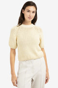 Yaya 01-000551-602 Reed Yellow Dessin Chunky Knit Short Sleeve Jumper