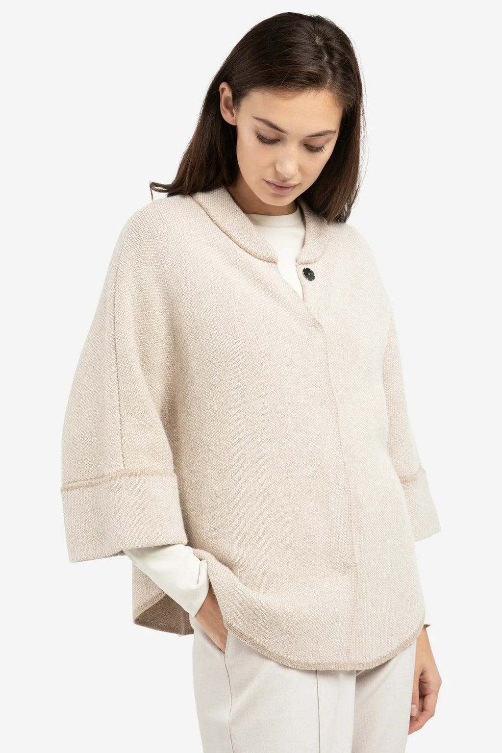 Yaya 01-010141-601 Oxford Tan Brown Dessin Chunky Knit Cardigan