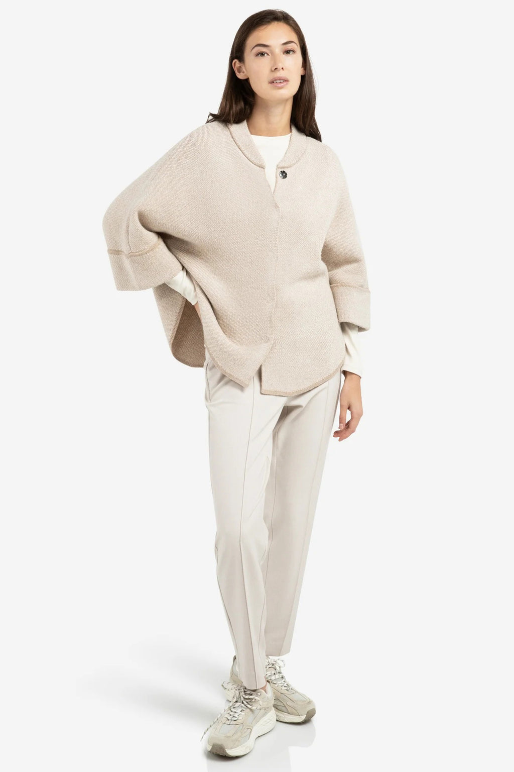 Yaya 01-010141-601 Oxford Tan Brown Dessin Chunky Knit Cardigan