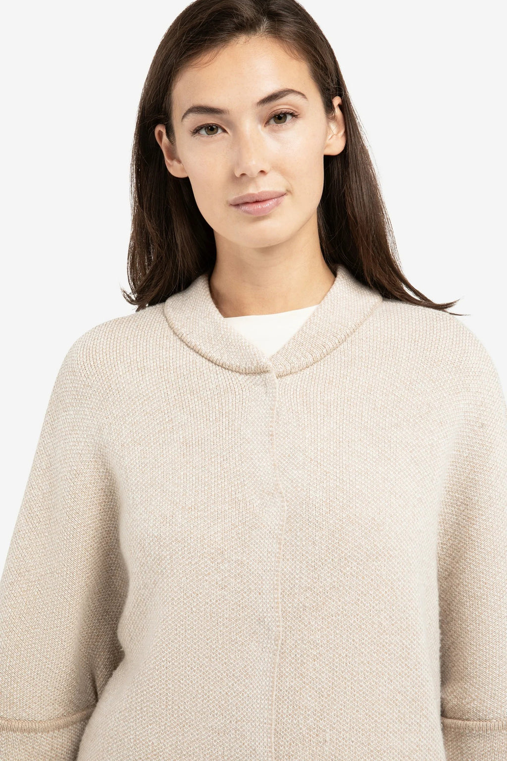 Yaya 01-010141-601 Oxford Tan Brown Dessin Chunky Knit Cardigan