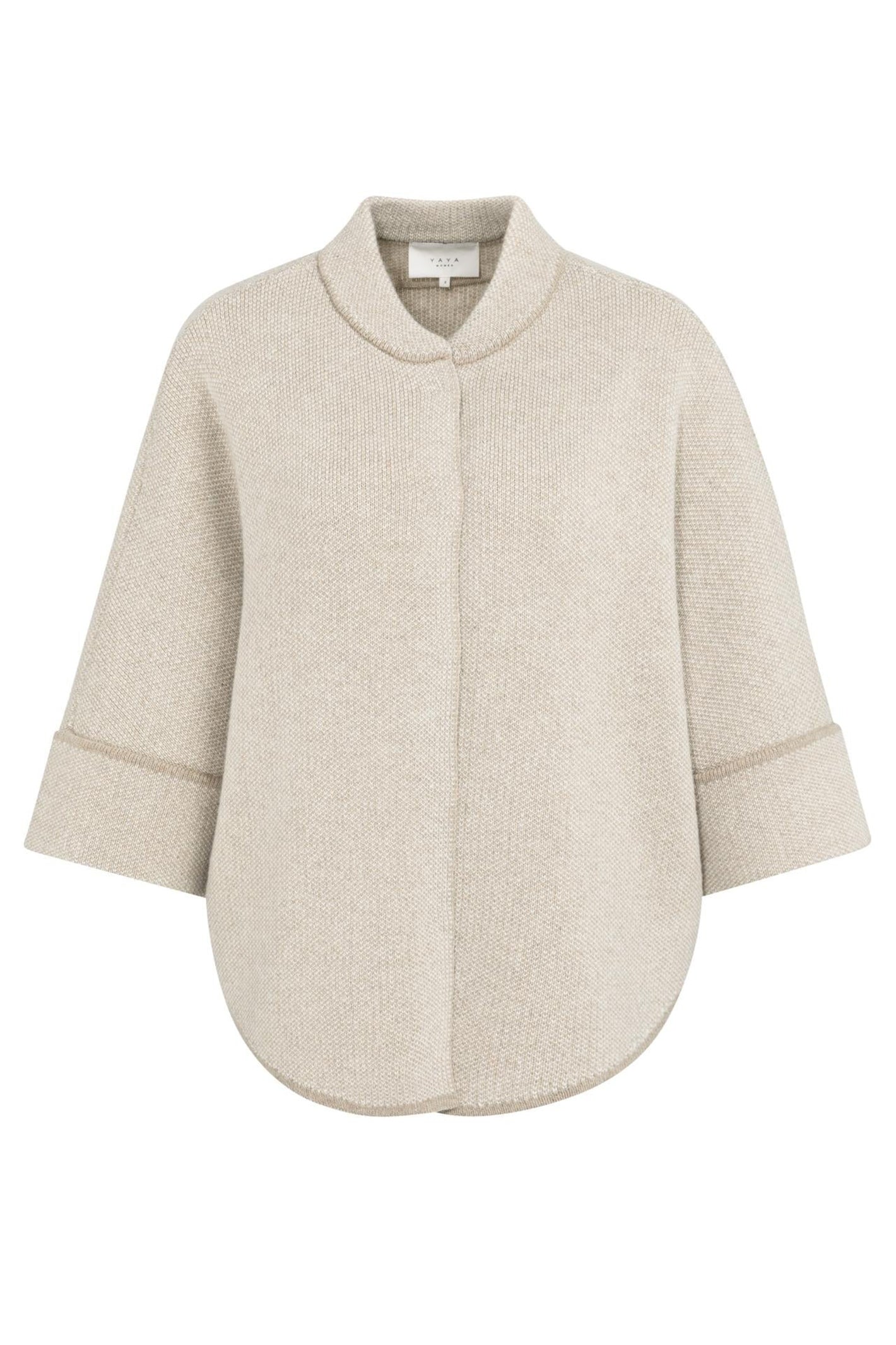 Yaya 01-010141-601 Oxford Tan Brown Dessin Chunky Knit Cardigan