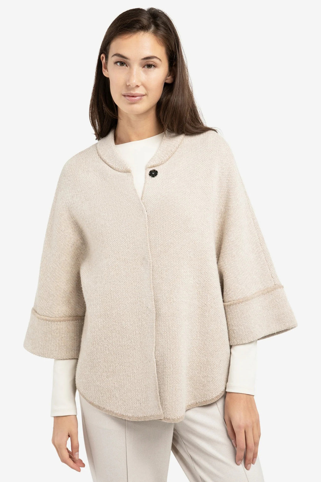 Yaya 01-010141-601 Oxford Tan Brown Dessin Chunky Knit Cardigan