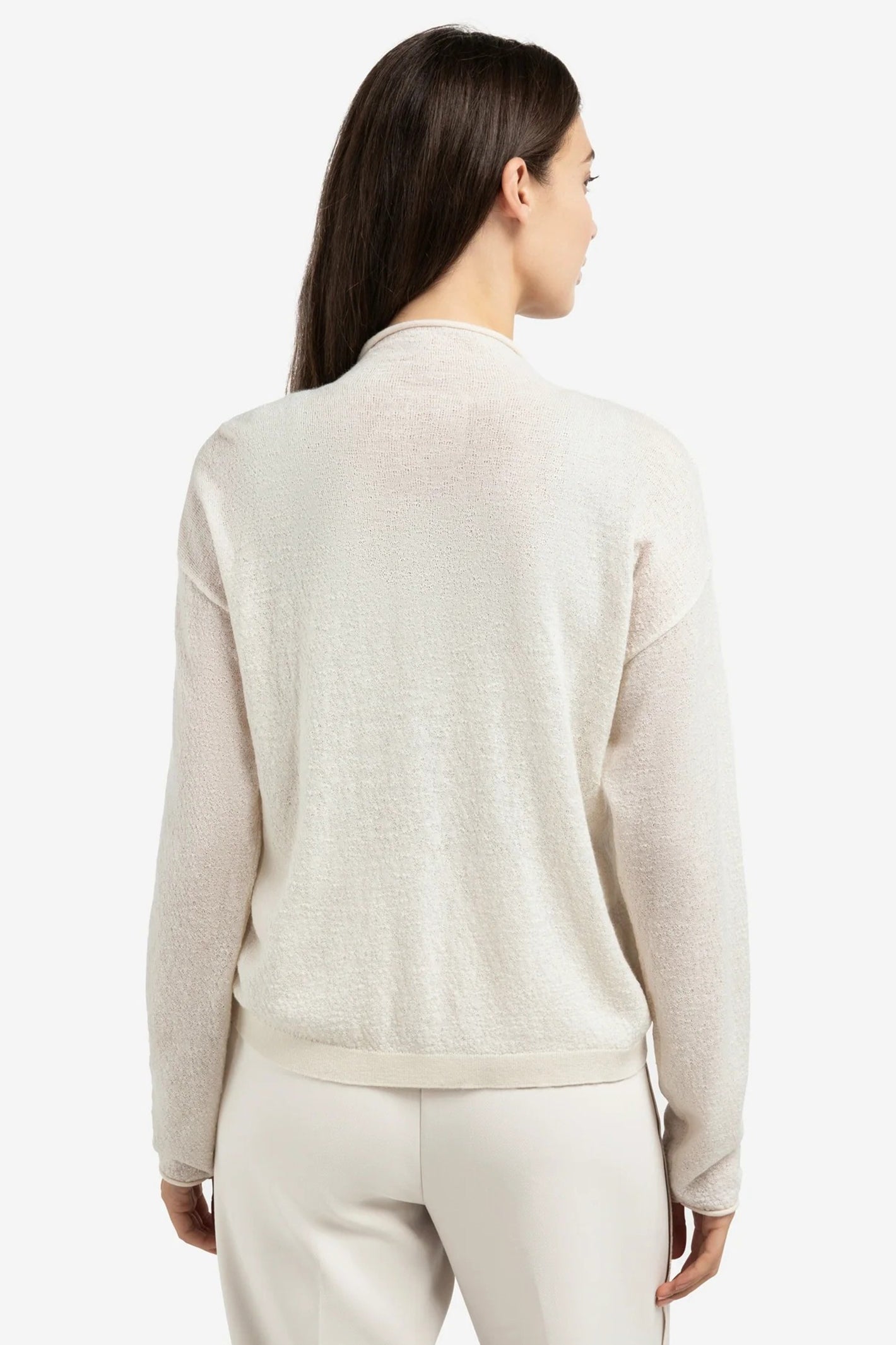 Yaya 01-010143-602 Kit Beige Zip Front High Neck Cardigan