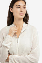 Yaya 01-010143-602 Kit Beige Zip Front High Neck Cardigan