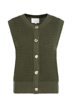Yaya 01-010153-604 Army Green Sleeveless Textured Cardigan