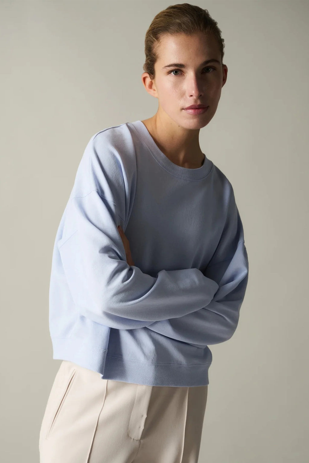 Yaya 01-109114-603 Ice Blue Lightweight Crew Neck Jumper