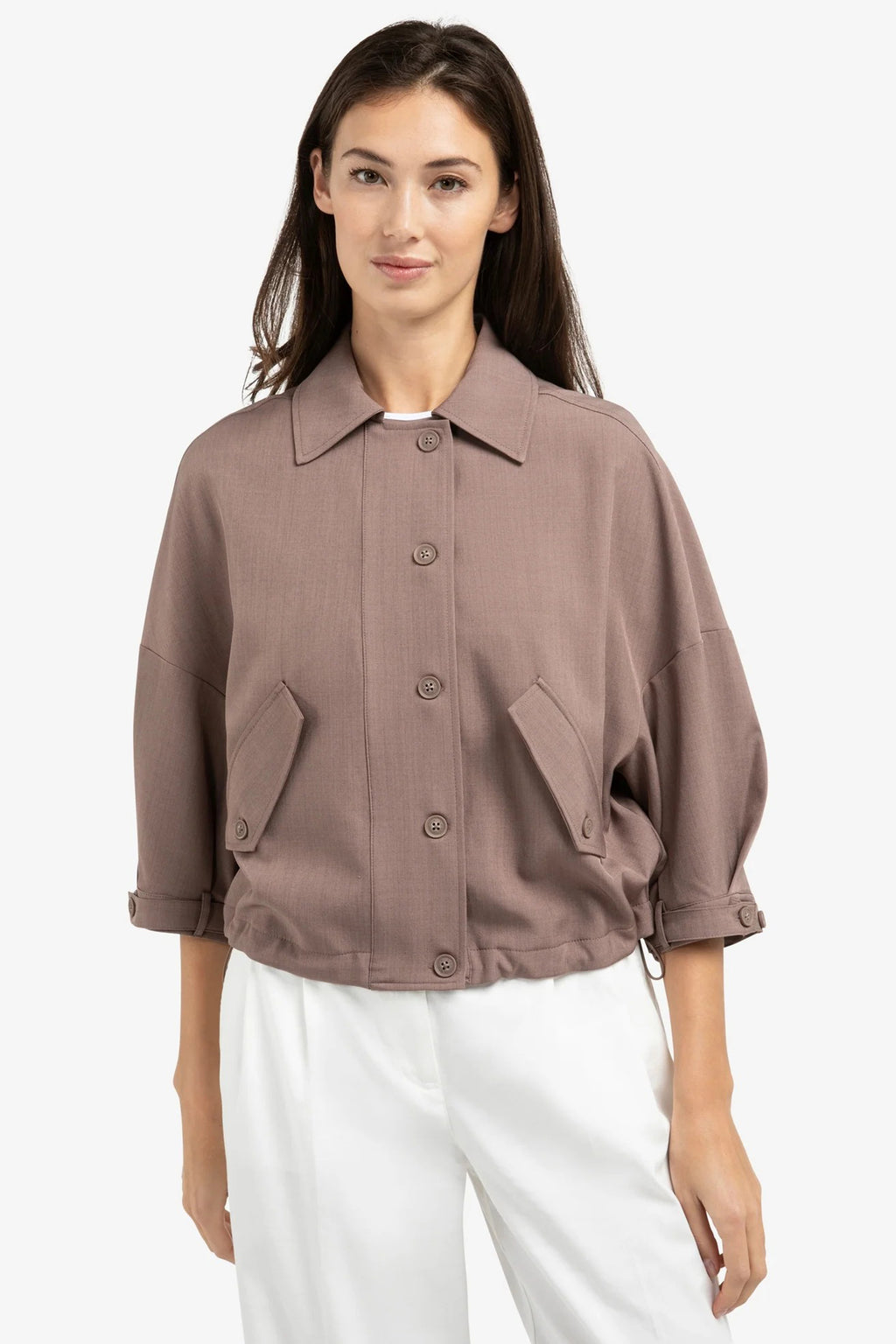 Yaya 01-201206-603 Deep Taupe Brown Shirt Jacket