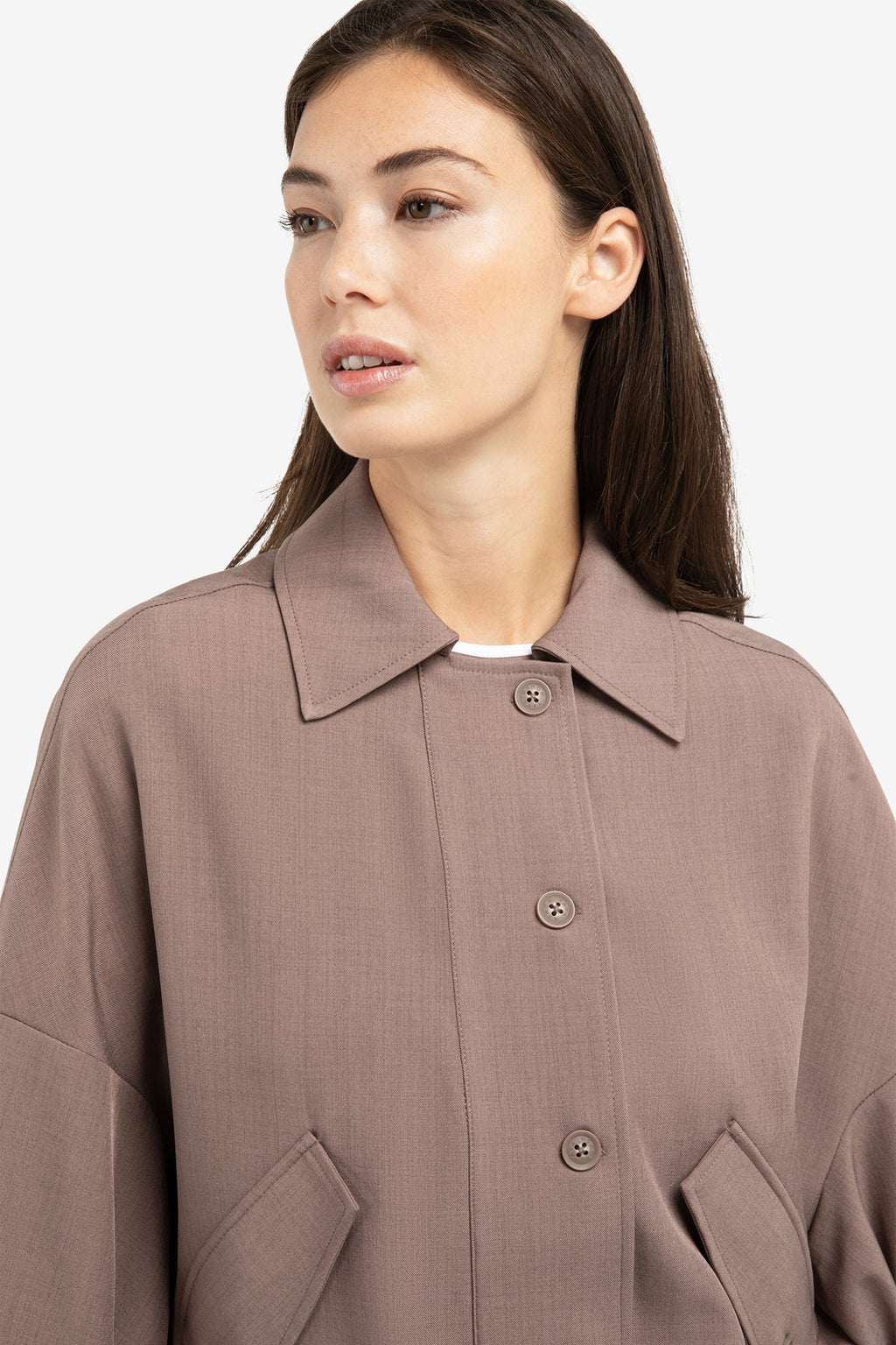Yaya 01-201206-603 Deep Taupe Brown Shirt Jacket
