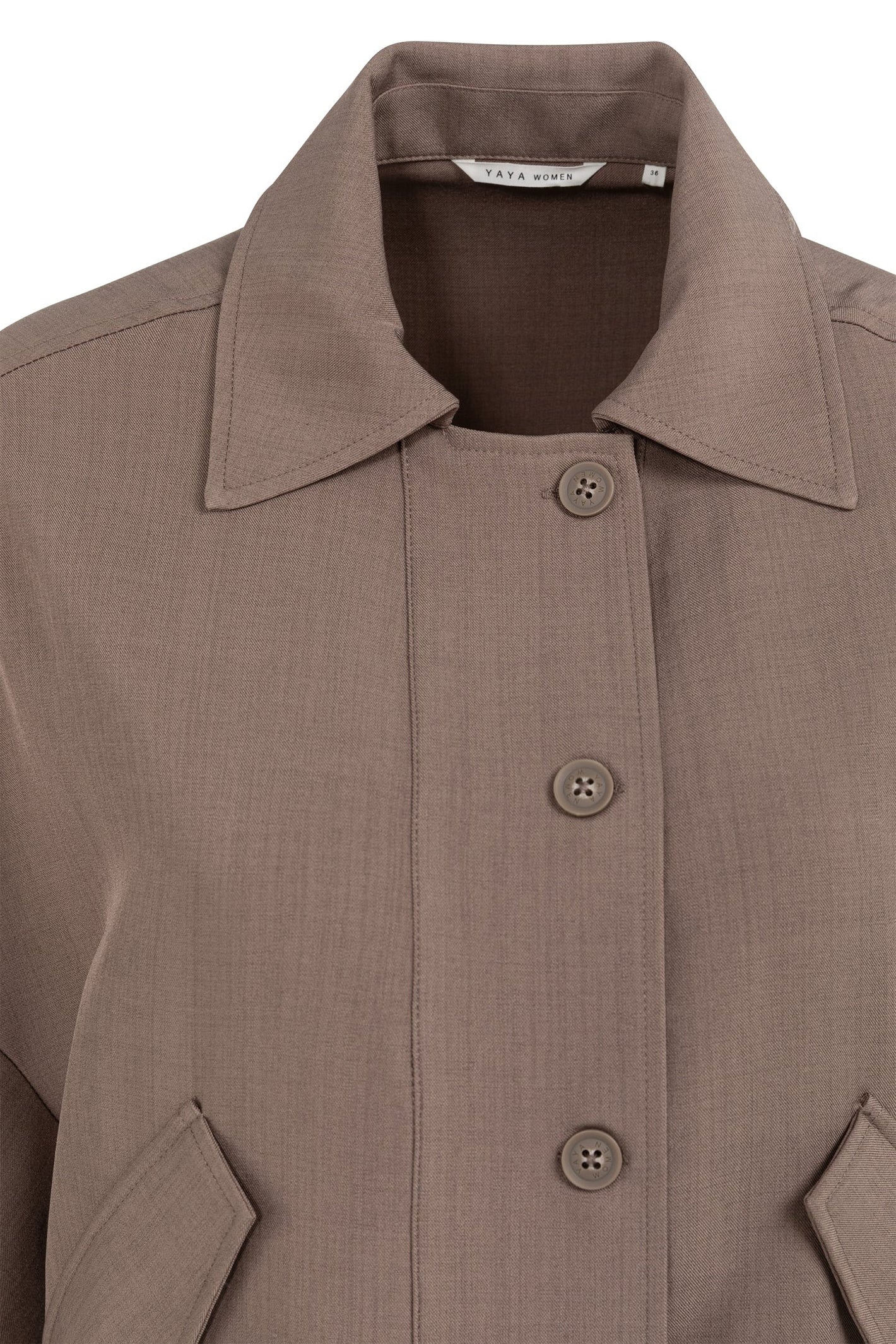 Yaya 01-201206-603 Deep Taupe Brown Shirt Jacket