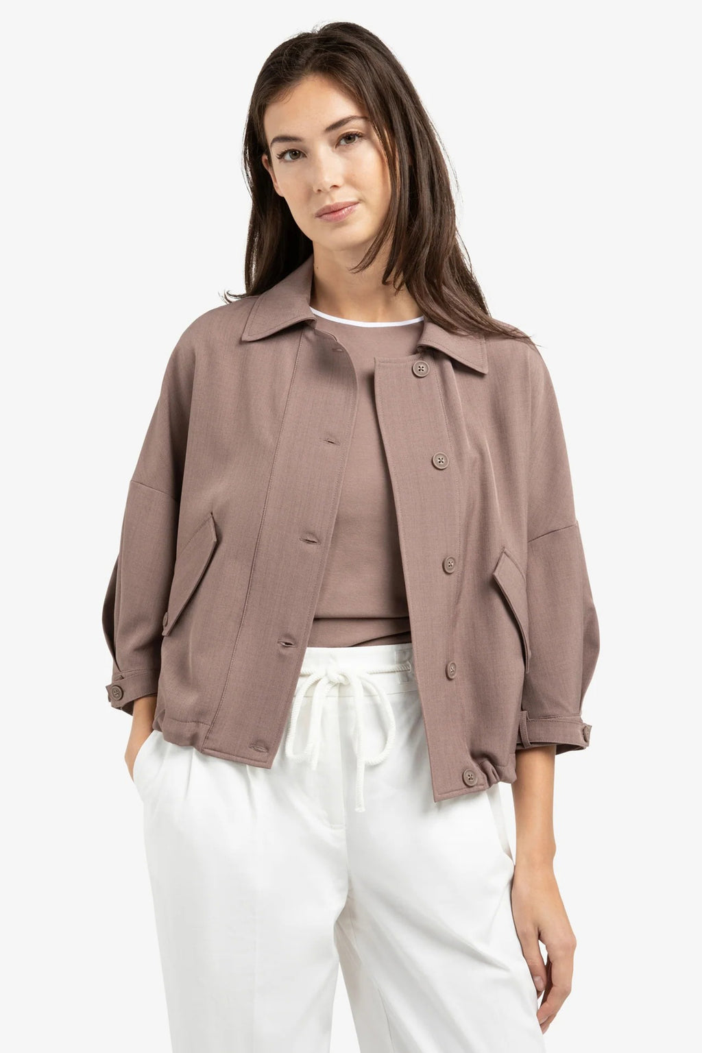 Yaya 01-201206-603 Deep Taupe Brown Shirt Jacket