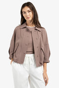 Yaya 01-201206-603 Deep Taupe Brown Shirt Jacket