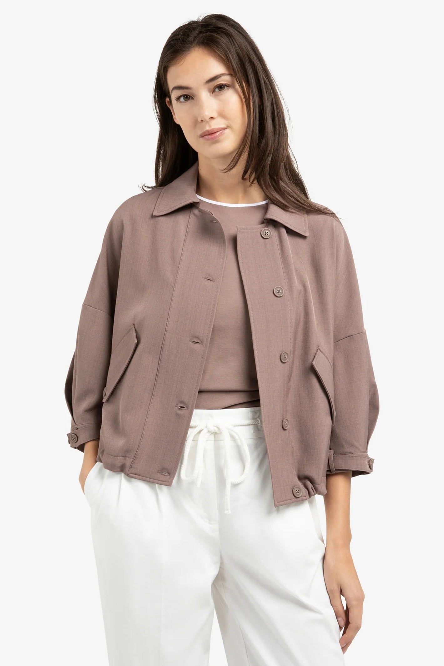 Yaya 01-201206-603 Deep Taupe Brown Shirt Jacket