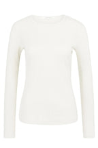 Yaya 01-709348-601 Snowfall White Ribbed Long Sleeve Cotton Top
