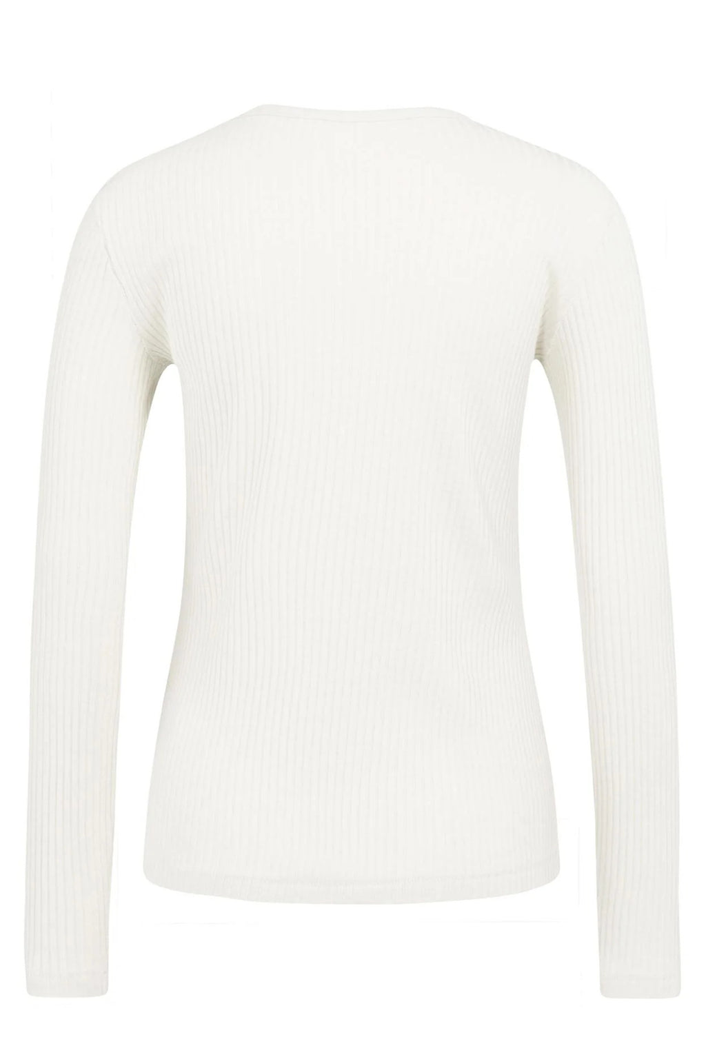 Yaya 01-709348-601 Snowfall White Ribbed Long Sleeve Cotton Top