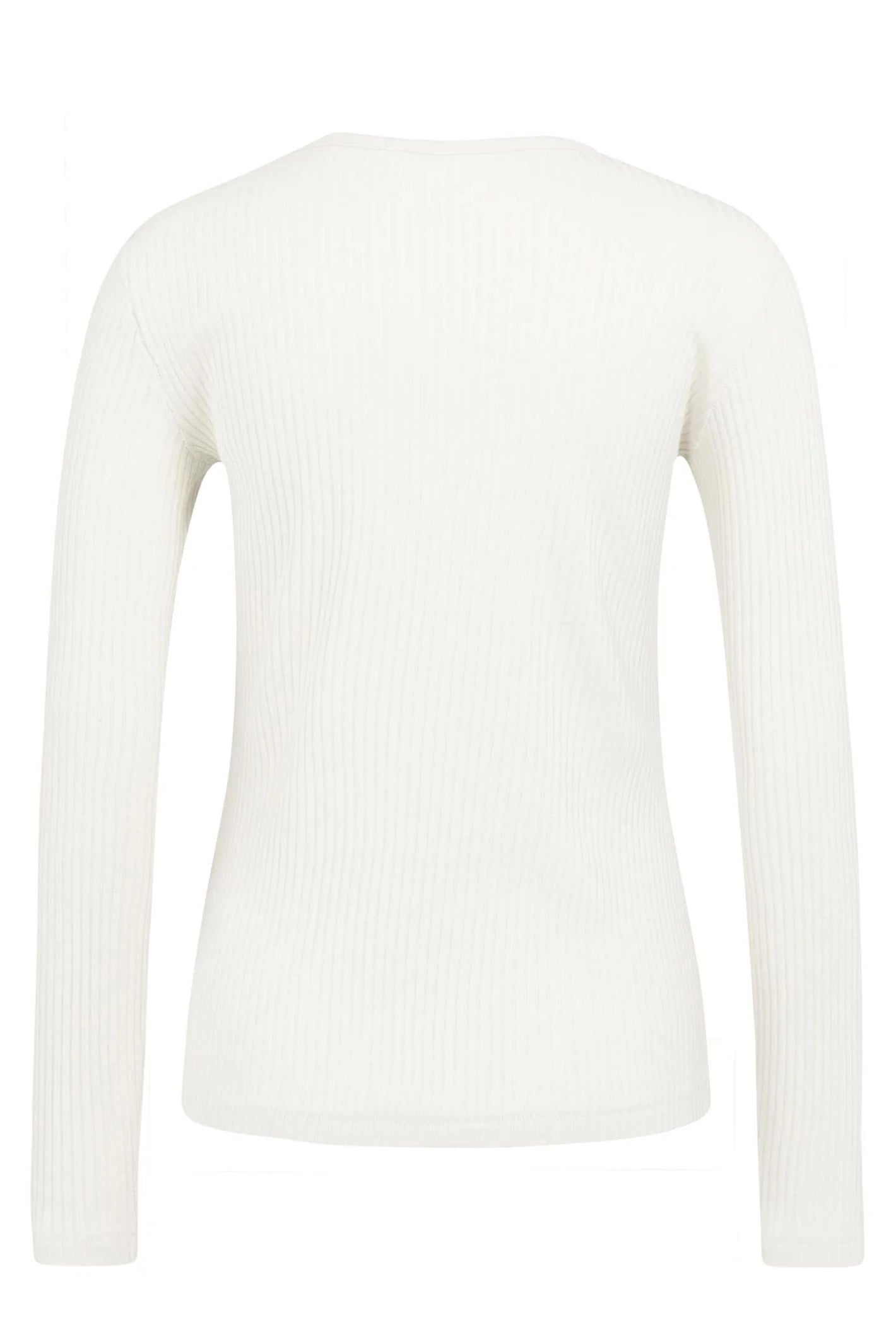 Yaya 01-709348-601 Snowfall White Ribbed Long Sleeve Cotton Top