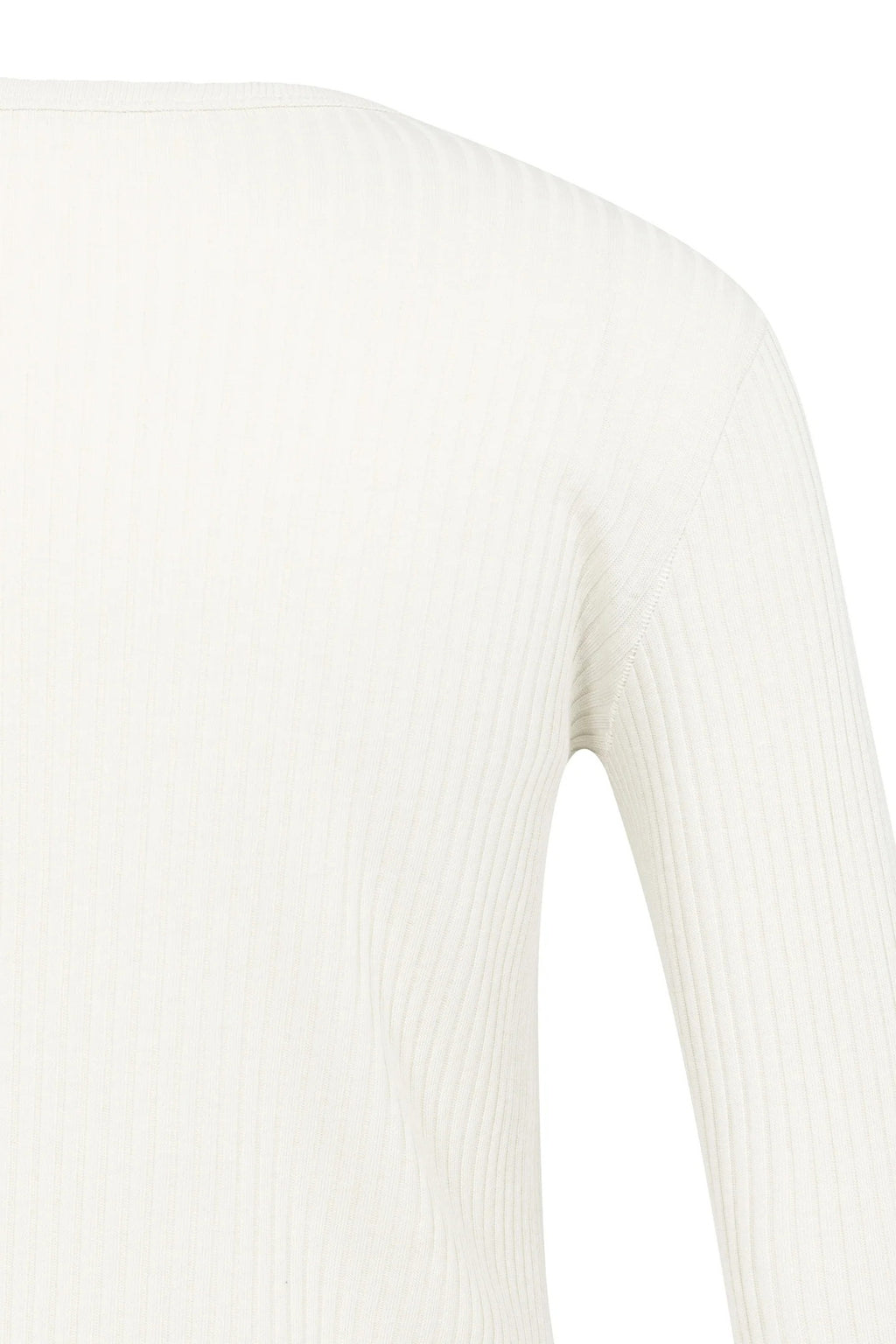 Yaya 01-709348-601 Snowfall White Ribbed Long Sleeve Cotton Top
