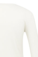 Yaya 01-709348-601 Snowfall White Ribbed Long Sleeve Cotton Top