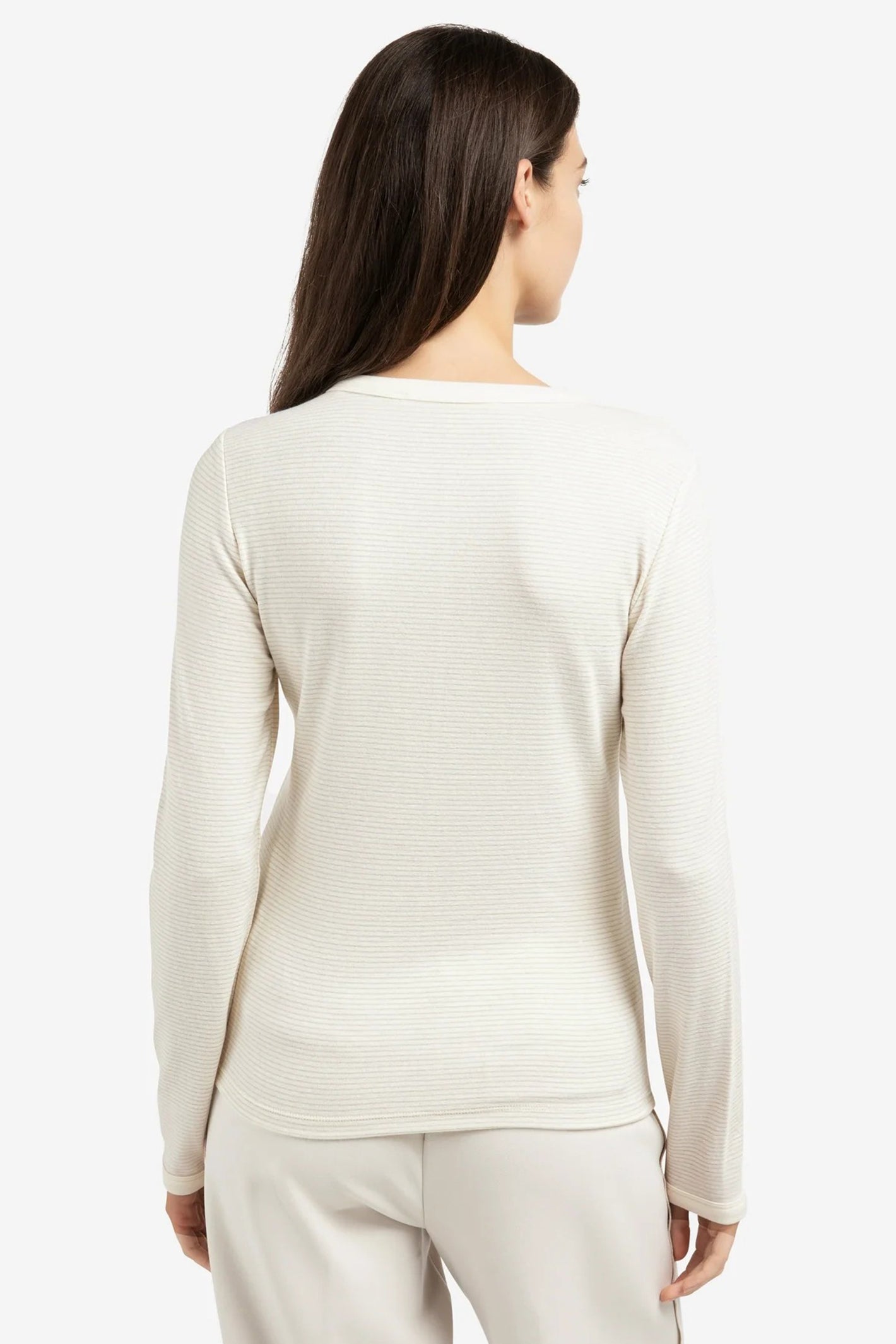 Yaya 01-709352-602 Kit Beige Dessin Stripe Long Sleeve Top