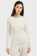 Yaya 01-709352-602 Kit Beige Dessin Stripe Long Sleeve Top