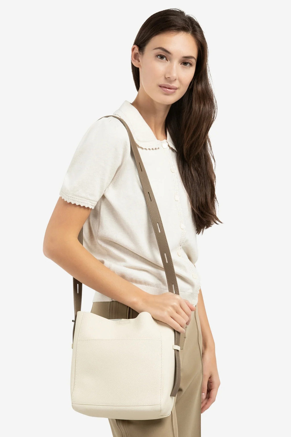 Yaya 03-003109-602 Kit Beige Leather Bag-In-Bag Shoulder Bag