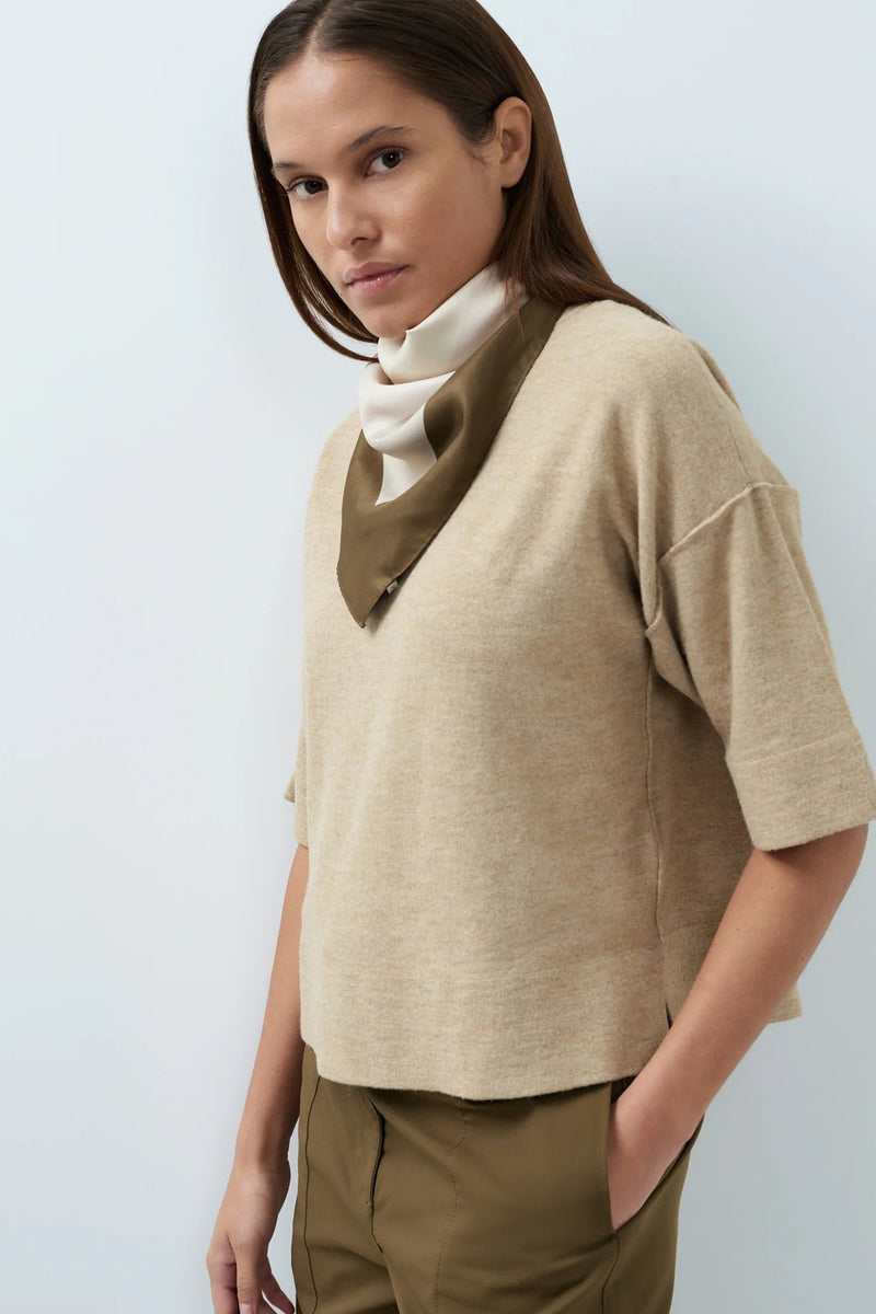 Yaya Beige Melange Top 01-000621-608, front view cropped