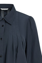 Yaya Cat Black Sheer Pleated Blouse 01-201246-609, collar and pleat detail